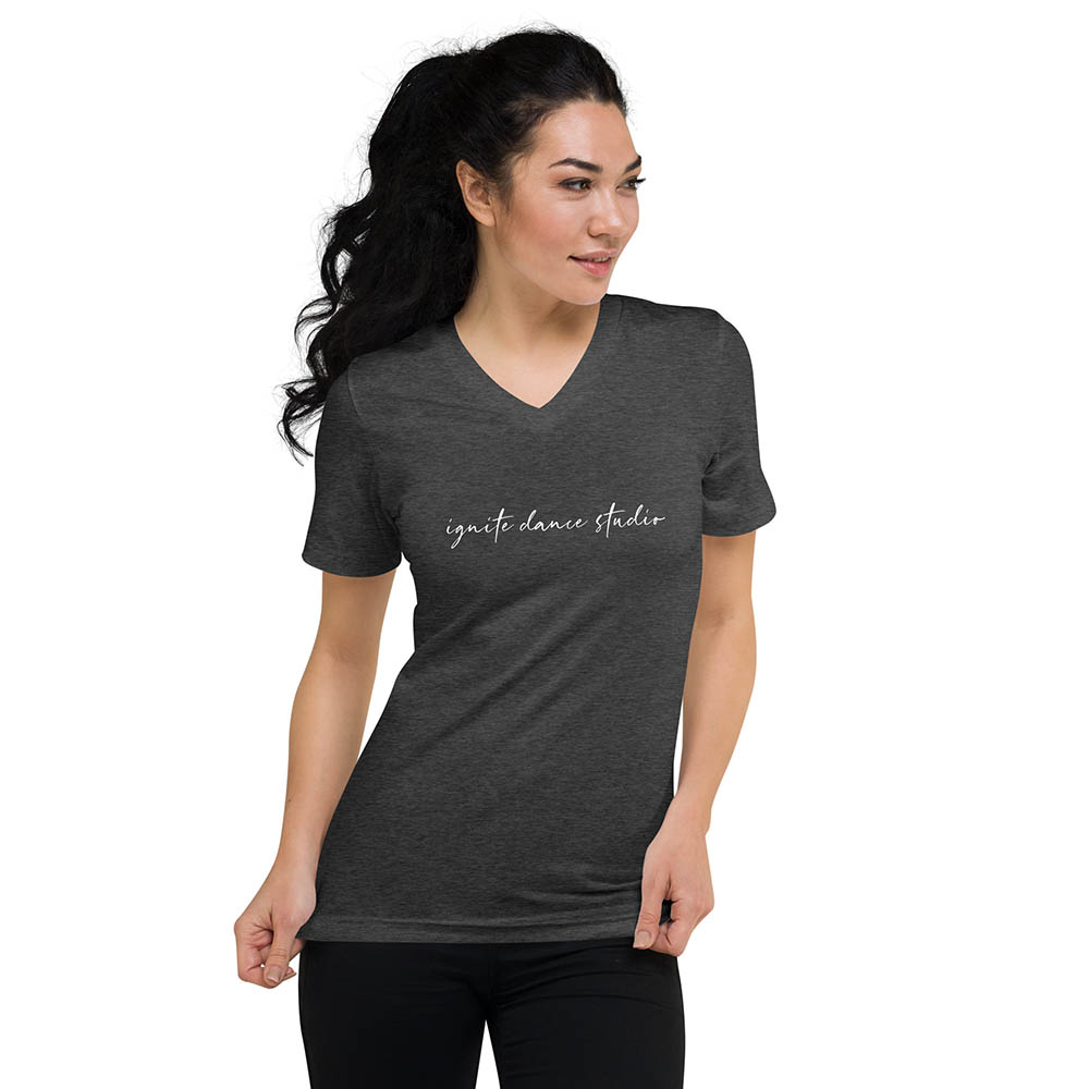 "Script" Adult Unisex V-Neck Tee