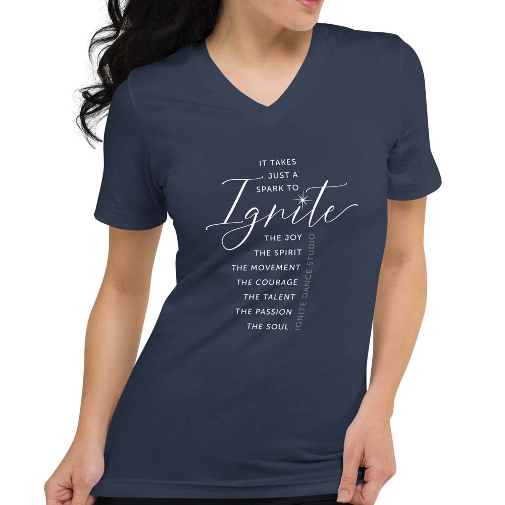 "It Takes Just a Spark" Adult V-Neck T-Shirt (Unisex)